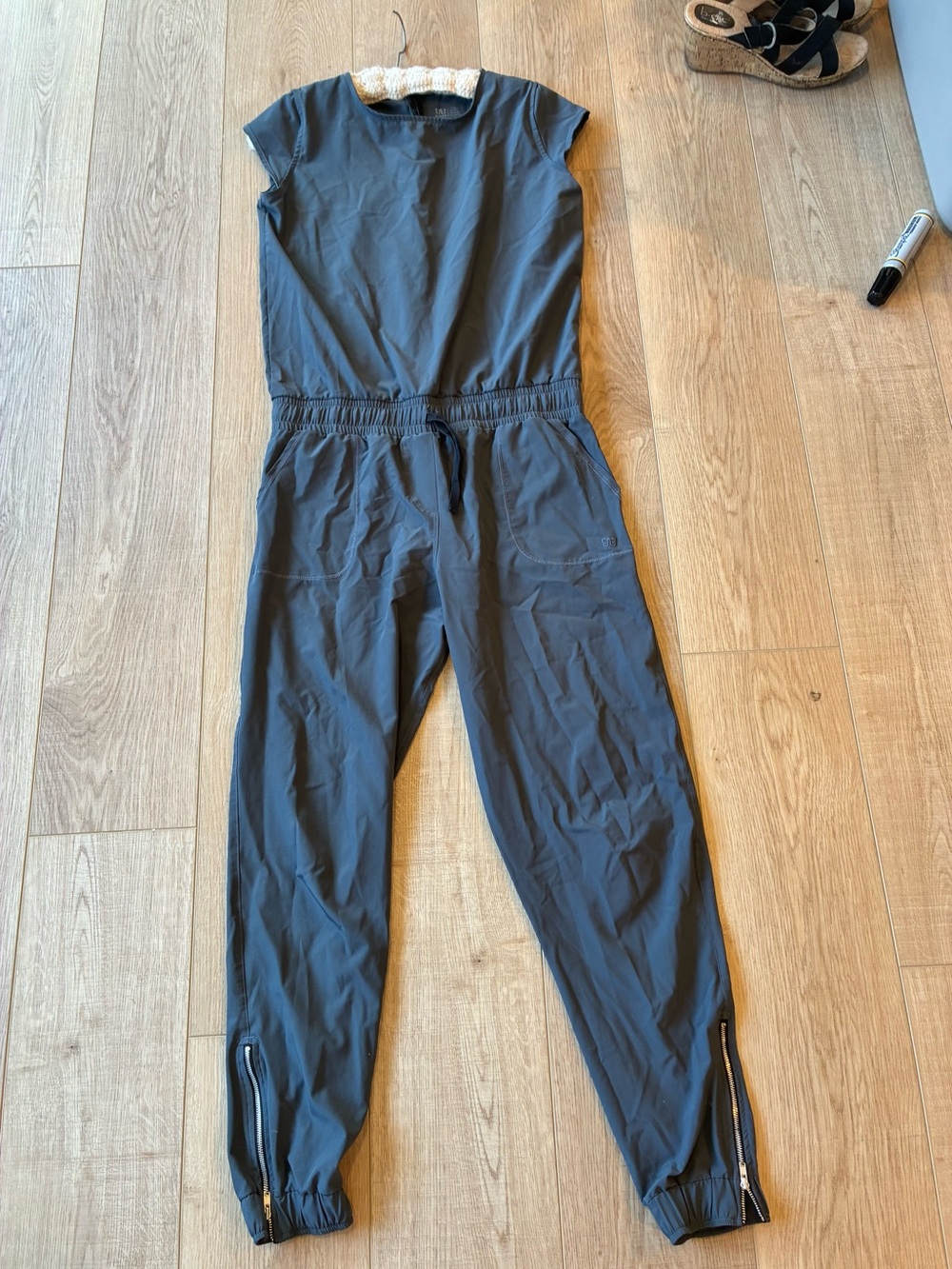 Albion blue Women’s going places travel Jumpsuit short sleeves nylon/spandex s